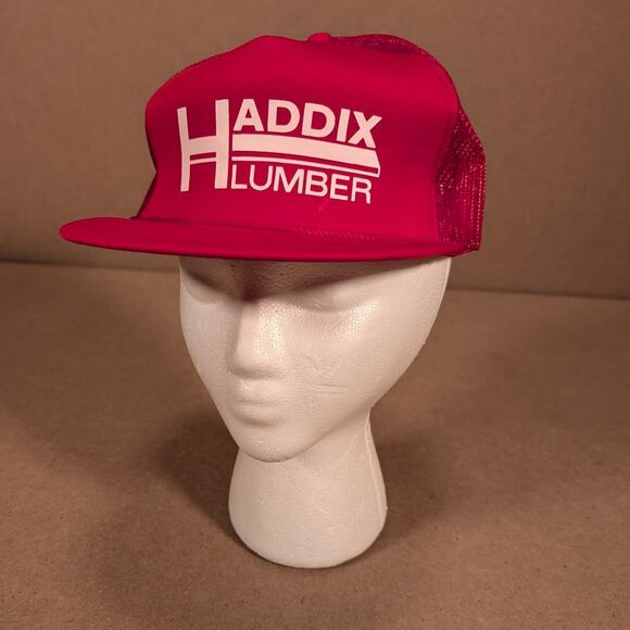 Vintage 90s Haddix Lumber Hat Red Mesh Snapback Trucker Cap Mad Hatter Sri Lanka - Picture 5 of 8